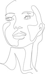 Face line art drawing illustration on transparent background.	 - 785902897