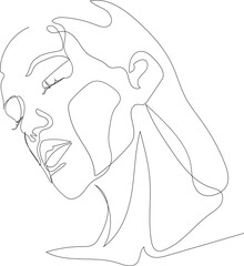 Face line art drawing illustration on transparent background.	 - 785902899