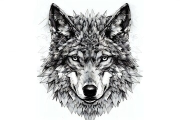 Wolf head illustration,  Hand drawn portrait of wolf,  Vector illustration
