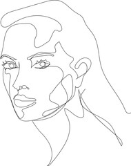 Face line art drawing illustration on transparent background.	 - 785903007