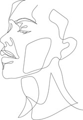 Face line art drawing illustration on transparent background.	 - 785903019