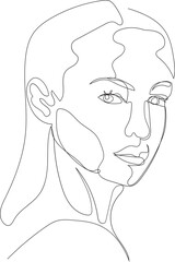 Face line art drawing illustration on transparent background.	 - 785903020