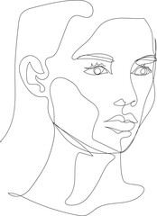 Face line art drawing illustration on transparent background.	 - 785903033