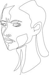 Face line art drawing illustration on transparent background.	 - 785903055