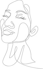 Face line art drawing illustration on transparent background.	 - 785903075