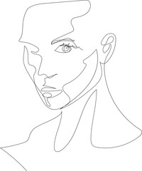 Face line art drawing illustration on transparent background.	 - 785903076