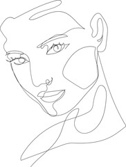 Face line art drawing illustration on transparent background.	 - 785903077