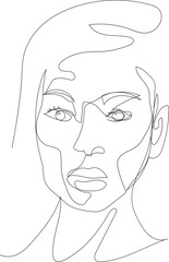 Face line art drawing illustration on transparent background.	 - 785903093