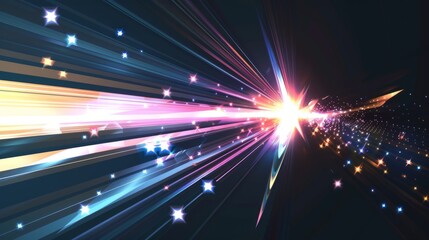 Naklejka premium Dynamic motion light and fast arrows moving on dark background