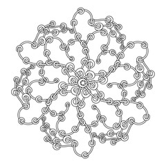 A meditative creative mandala for adult. Hand drawn Vector illustration. Coloring book page