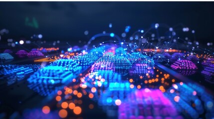Obraz premium Hi Tech Network Connection Grid futuristic abstract background