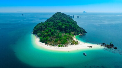 Aerial view of the islands, Andaman Sea, natural clear blue water. Tropical sea, beautiful scenery...