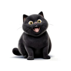 Cheerful black cat. Clipart is a great choice for creating a variety of projects. AI generated.