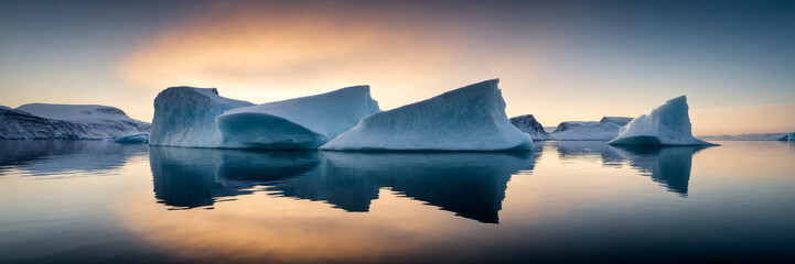 Ice formations and icebergs in a glacial lagoon - obrazy, fototapety, plakaty
