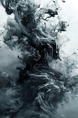 Celestial Serenity Blending with Demonic Temptation in Ethereal Monochrome Swirls and Flows