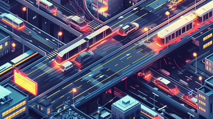 都市の交通網の3Dイラストレーション