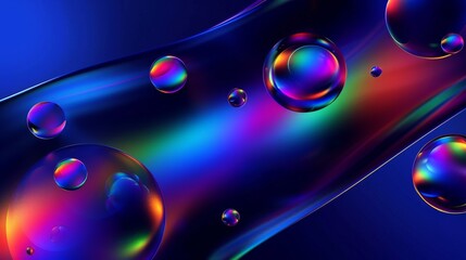 abstract colorful bubbles floating on a dark blue background