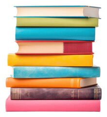 PNG Stack of colorful books publication white background intelligence