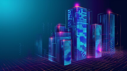 Virtual Reality Abstract Digital Buildings
