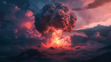 Nuclear bomb wallpaper the power of destruction and its impact on the world - obrazy, fototapety, plakaty