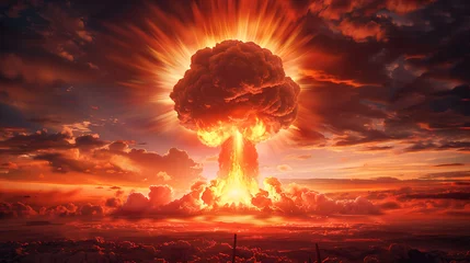 Papier Peint photo Lavable Rouge violet Nuclear bomb wallpaper the power of destruction and its impact on the world