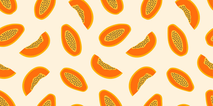 Seamless pattern with papaya fruit
