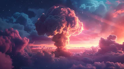 Selbstklebende Fototapeten Nuclear bomb wallpaper the power of destruction and its impact on the world © DrPhatPhaw