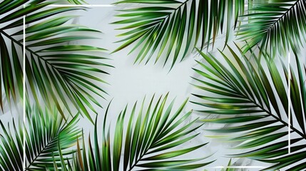 An artistic display of fresh green leaves on a pristine white background, offering a modern and appealing design with plenty of space for text.