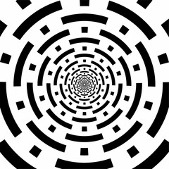 Black and white abstract pattern, dotted black lines circle shapes