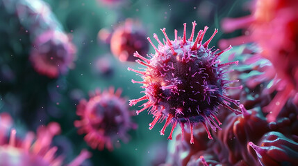 Fototapeta premium Hyper-Detailed 3D Render of Microscopic Immune Response Against Endoparasite Infestation on Isolated Background