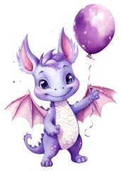 PNG Dragon cute character balloon purple celebration