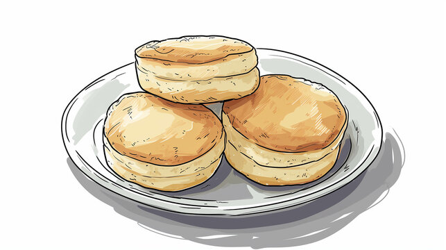 Drawing of English muffins on a white background.