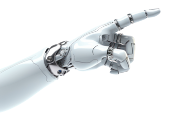 PNG White cyborg robotic hand finger white background technology