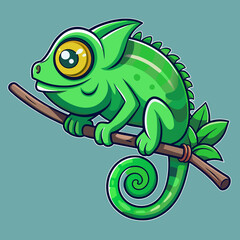 a-green-chameleon-is-shown-in-the-picture--the-cha