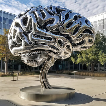 brain neural network sculpture robotic outdoor exhib