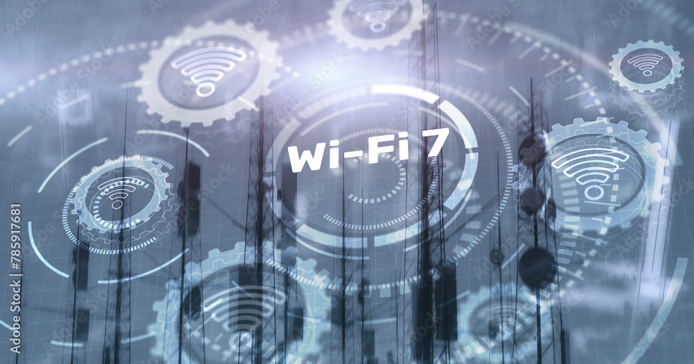 Poster wi-fi 7. connecting to the internet world with new technology. next generation technology