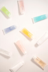 mockups for cosmetics colored liquid jars lip gloss cream gel shampoo 
