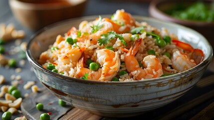  Thai fried rice with prawns and peas