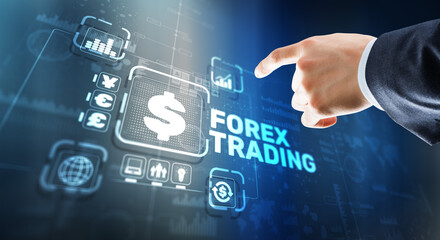 Inscription Forex Trading on Virtual Screen. Business Stock market concept - 785918824