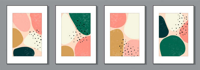Set of minimal posters with abstract organic shapes composition - 785919452