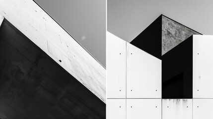 The two images show a building with a white facade and a black roof