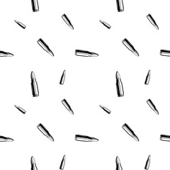 black and white seamless pattern with bullet ammo.