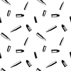black and white seamless pattern with bullet ammo.