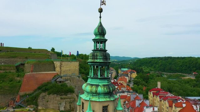 Old Town Tower Klodzko Rynek Wieza Ratusz Aerial View Poland
