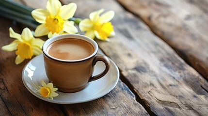 cup of coffee with flowers