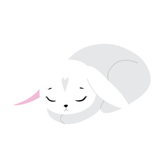 Cute white rabbit in various poses. Rabbit animal icon isolated on background. For Moon Festival, Chinese Lunar Year of the Rabbit, Easter decor. White Easter bunny, hare. Wild animals, baby animals