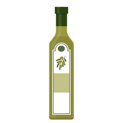 Olive oil green glass bottle cartoon vector isolated illustration