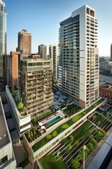 Fototapeta premium A cutting-edge mixed-use development featuring live-work-play spaces, with residential units above street-level retail, dining, and entertainment options, Generative AI
