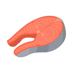 Fresh seafood fish meat salmon cartoon vector isolated illustration
