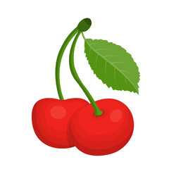 Fresh fruit cherry cartoon vector isolated illustration - 785924235